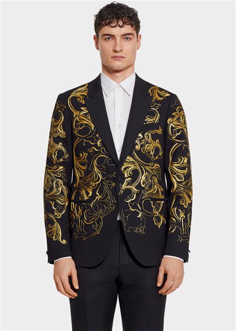 versace suit black and gold|versace suits for men.